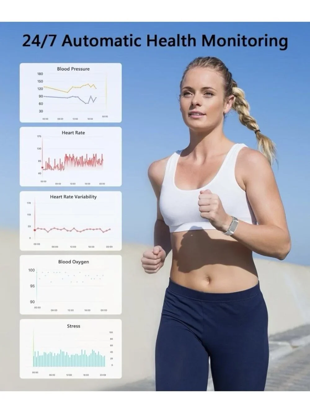 SOUYIE Fitness Sports Tracker For Heart Rate, Stress Tracker Sleep Tracker (NEW)